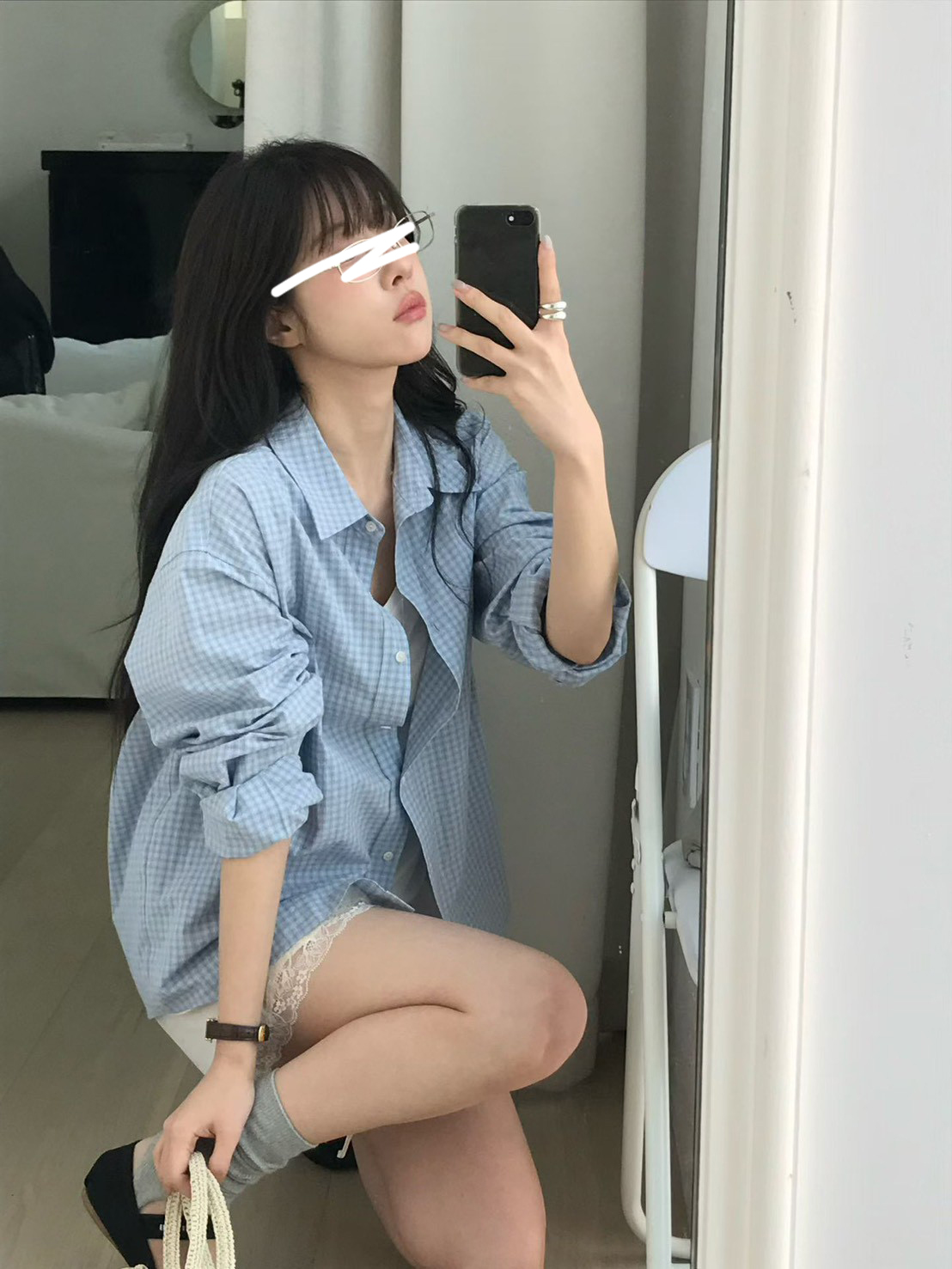 B89.小V家清爽蘇打小格子襯衫