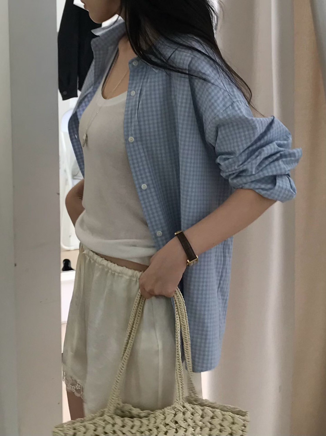 B89.小V家清爽蘇打小格子襯衫