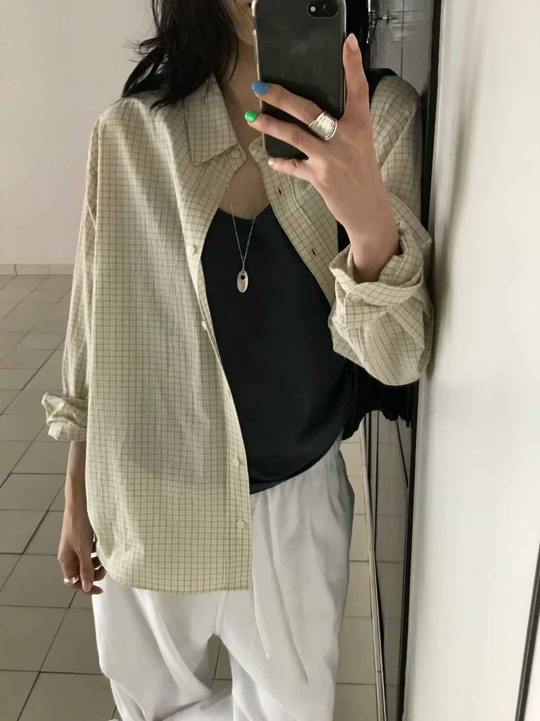 B89.小V家清爽蘇打小格子襯衫