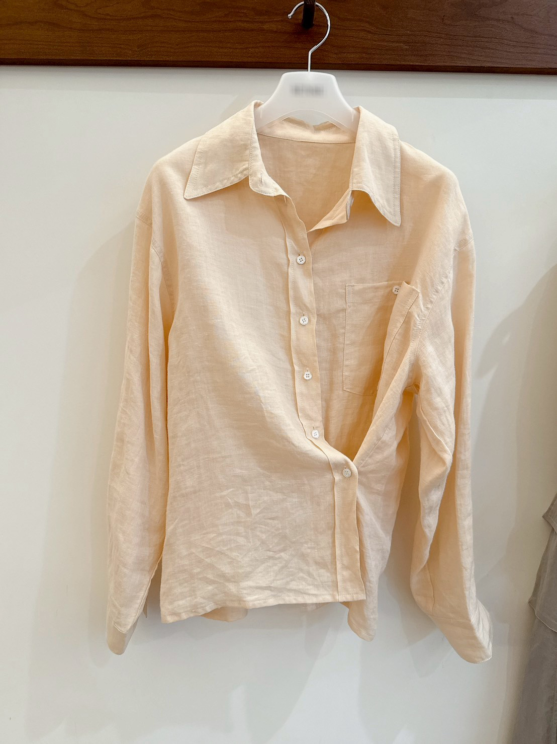 A14.100%苧麻粉嫩襯衫