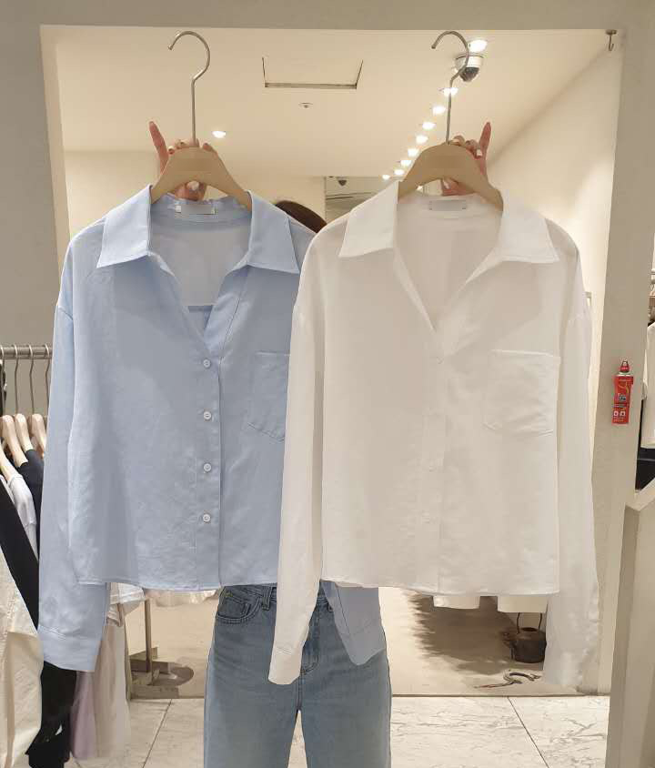 B75.小臉歐膩柔美莫蘭迪襯衫