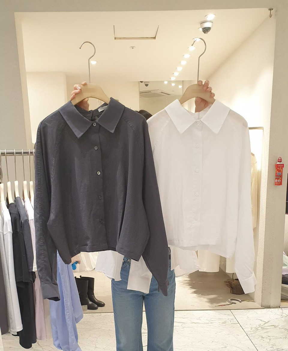 B77.小臉歐膩亞麻混紡短襯衫