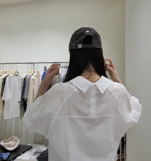 B77.小臉歐膩亞麻混紡短襯衫