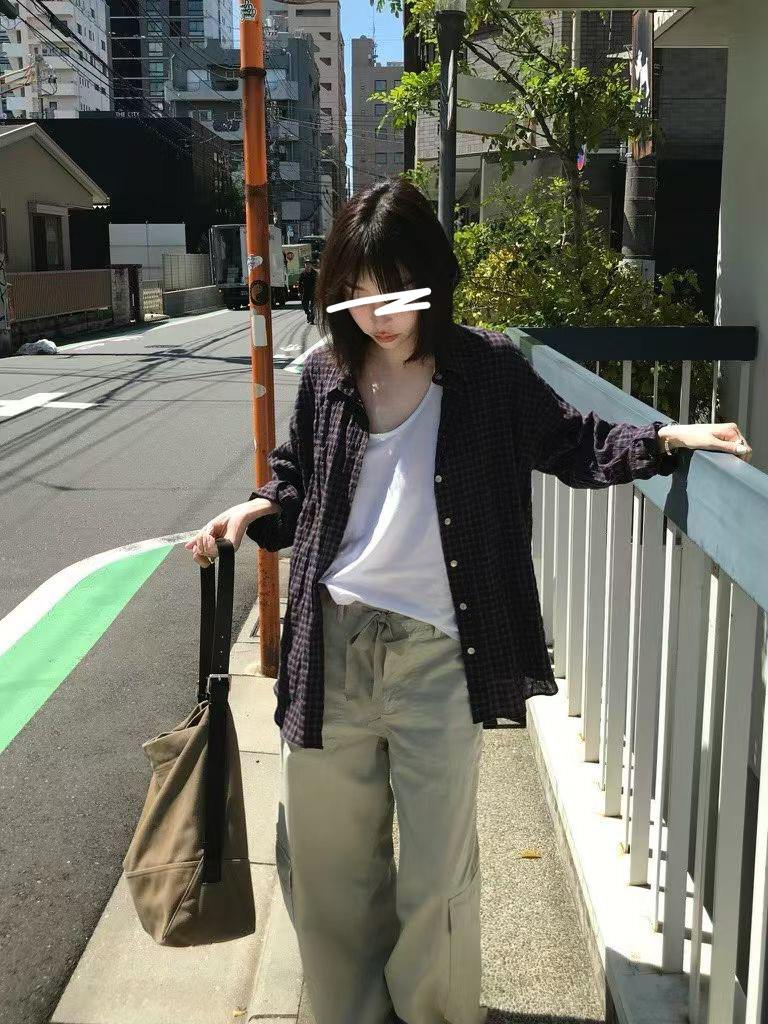 B120.小V家可甜可鹽格子襯衫
