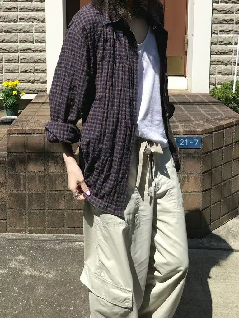 B120.小V家可甜可鹽格子襯衫