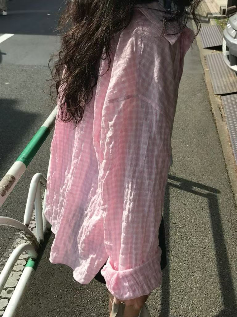 B120.小V家可甜可鹽格子襯衫