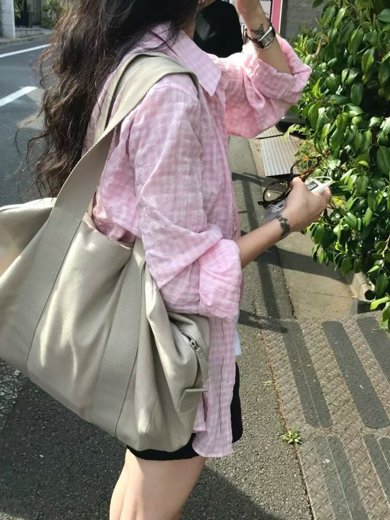 B120.小V家可甜可鹽格子襯衫