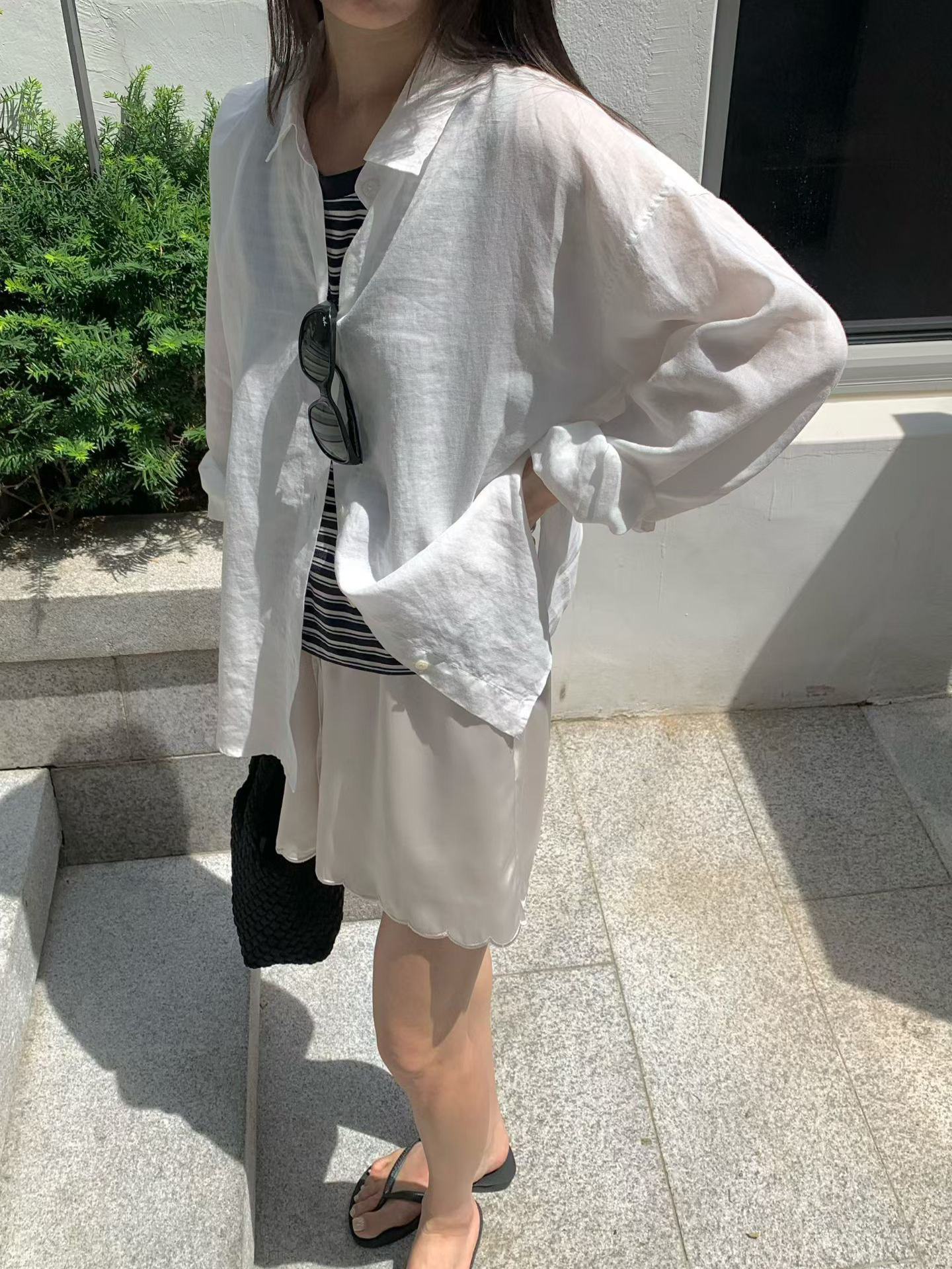 B45.清爽家莫蘭迪亞麻襯衫