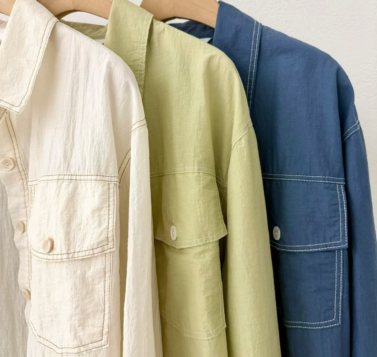 B65.輕薄夏日水洗口袋襯衫