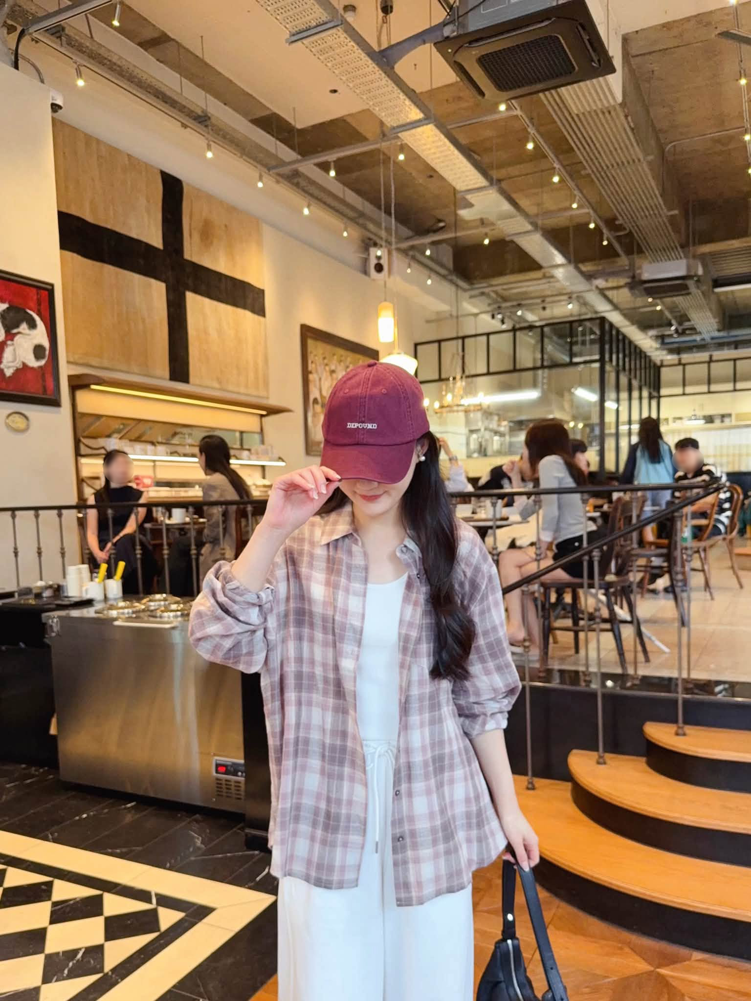 B63.甜美粉彩格紋襯衫