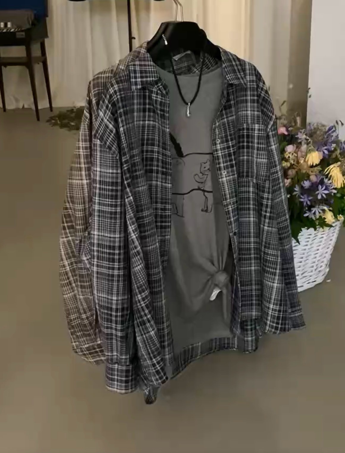 B89.知性棋盤格紋襯衫
