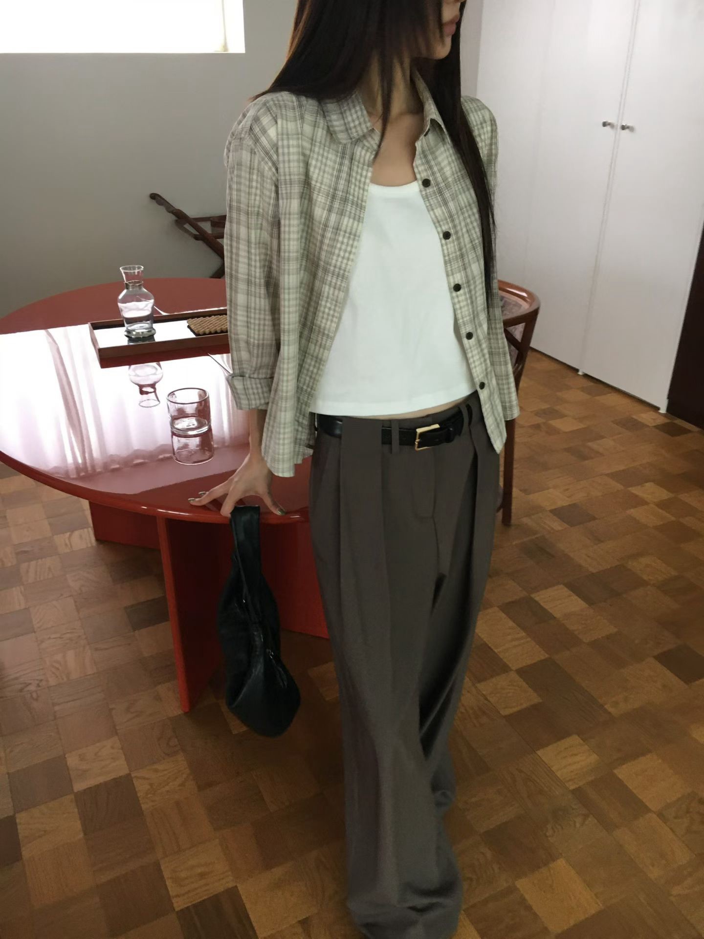 B54.櫥窗家甜點系格子襯衫