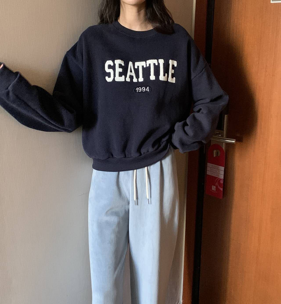 A11.韓妞SEATTLE刷毛大學TEE