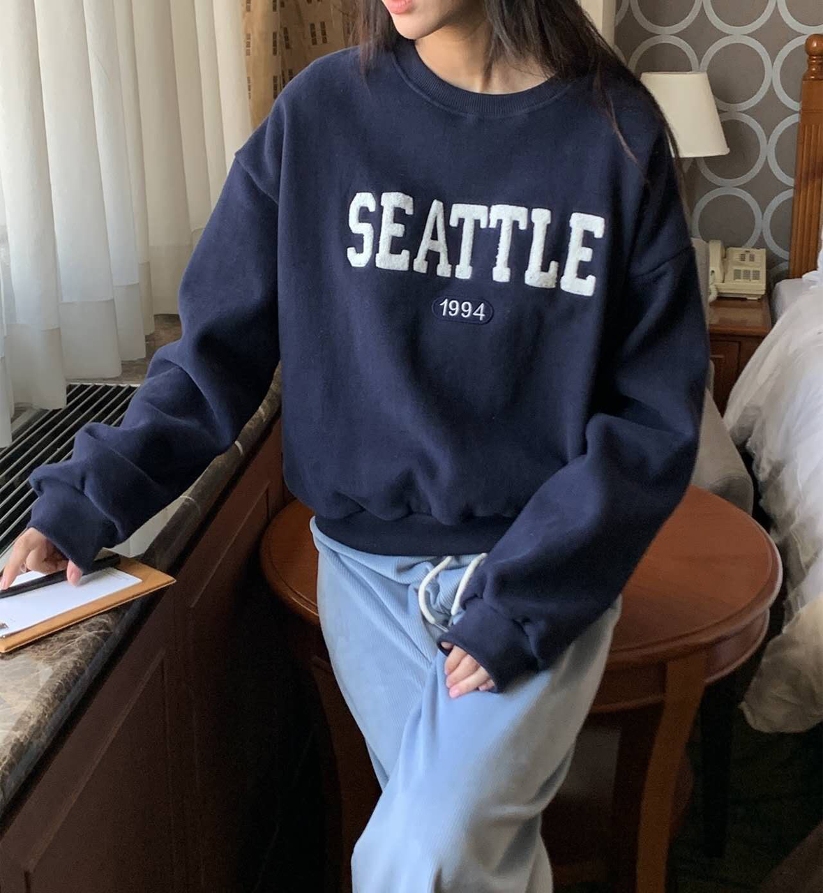 A11.韓妞SEATTLE刷毛大學TEE