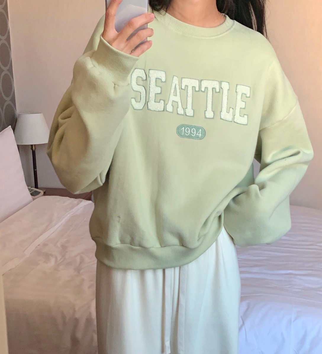 A11.韓妞SEATTLE刷毛大學TEE