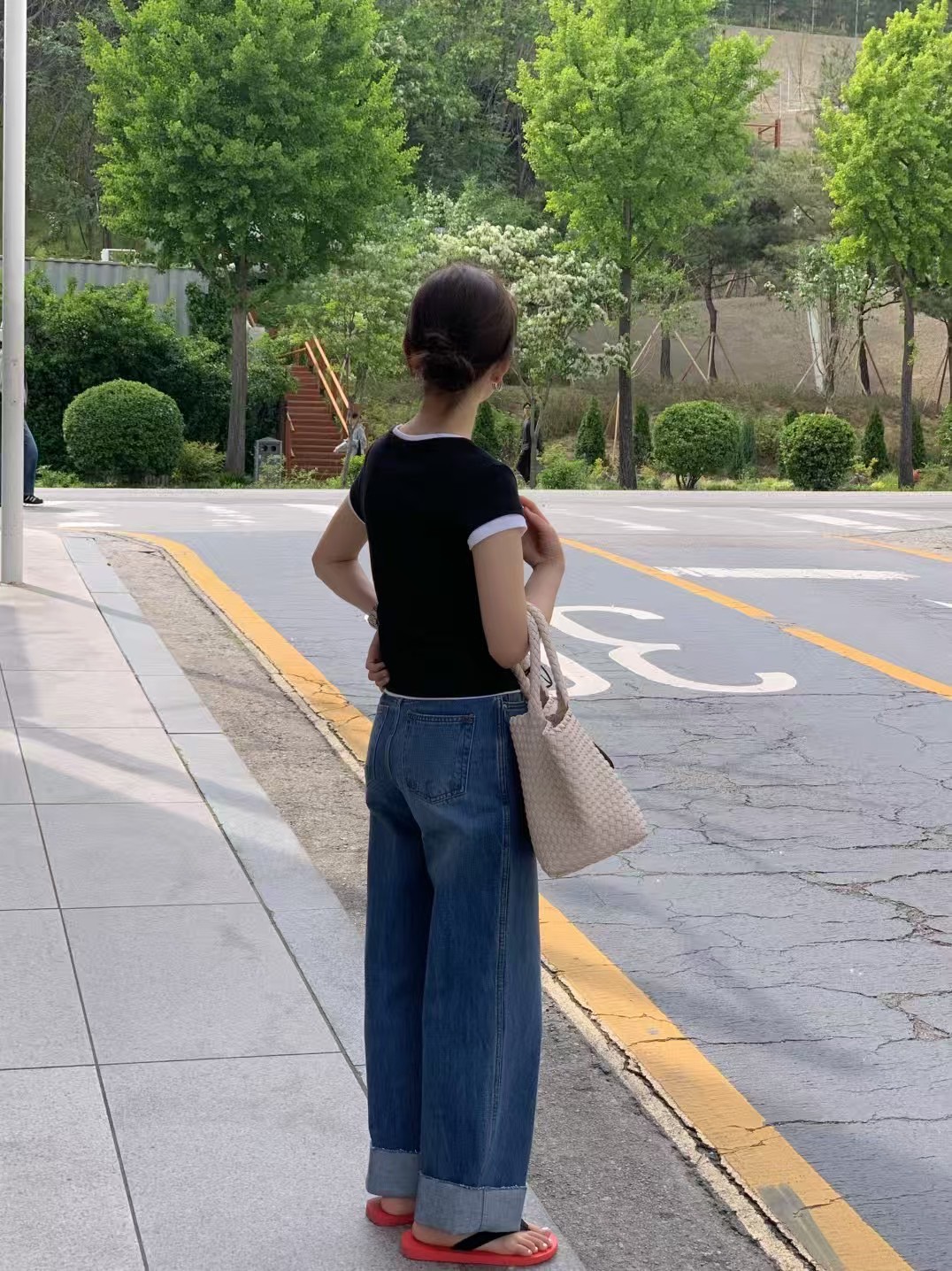 A66.清爽家簡約好搭假兩件式素TEE