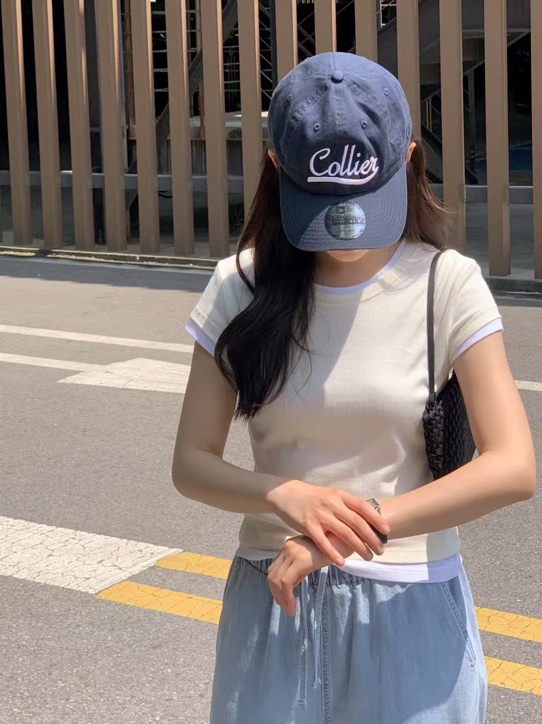 A66.清爽家簡約好搭假兩件式素TEE