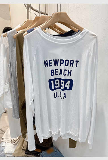 A41.NEWPORT BEACH薄長袖字TEE