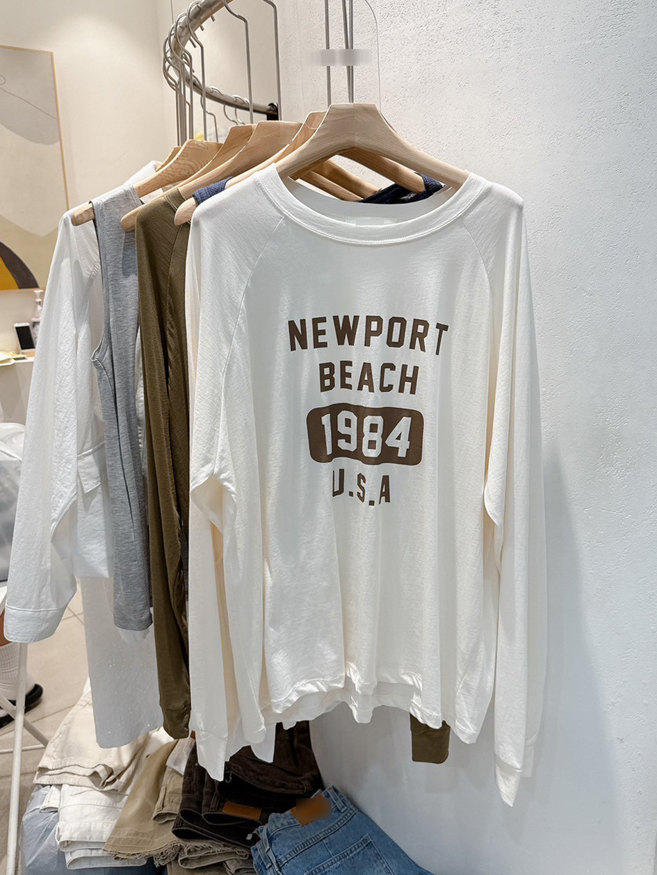 A41.NEWPORT BEACH薄長袖字TEE