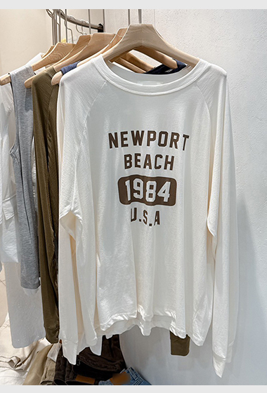 A41.NEWPORT BEACH薄長袖字TEE