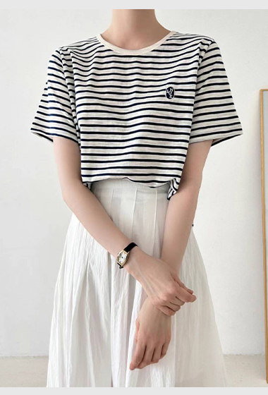 B30.小標刺繡條紋TEE