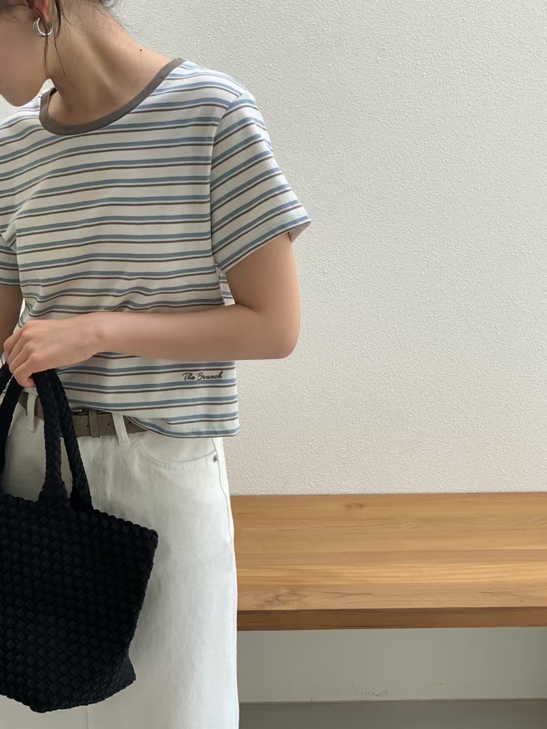 A12.清爽家彩色條紋短版TEE
