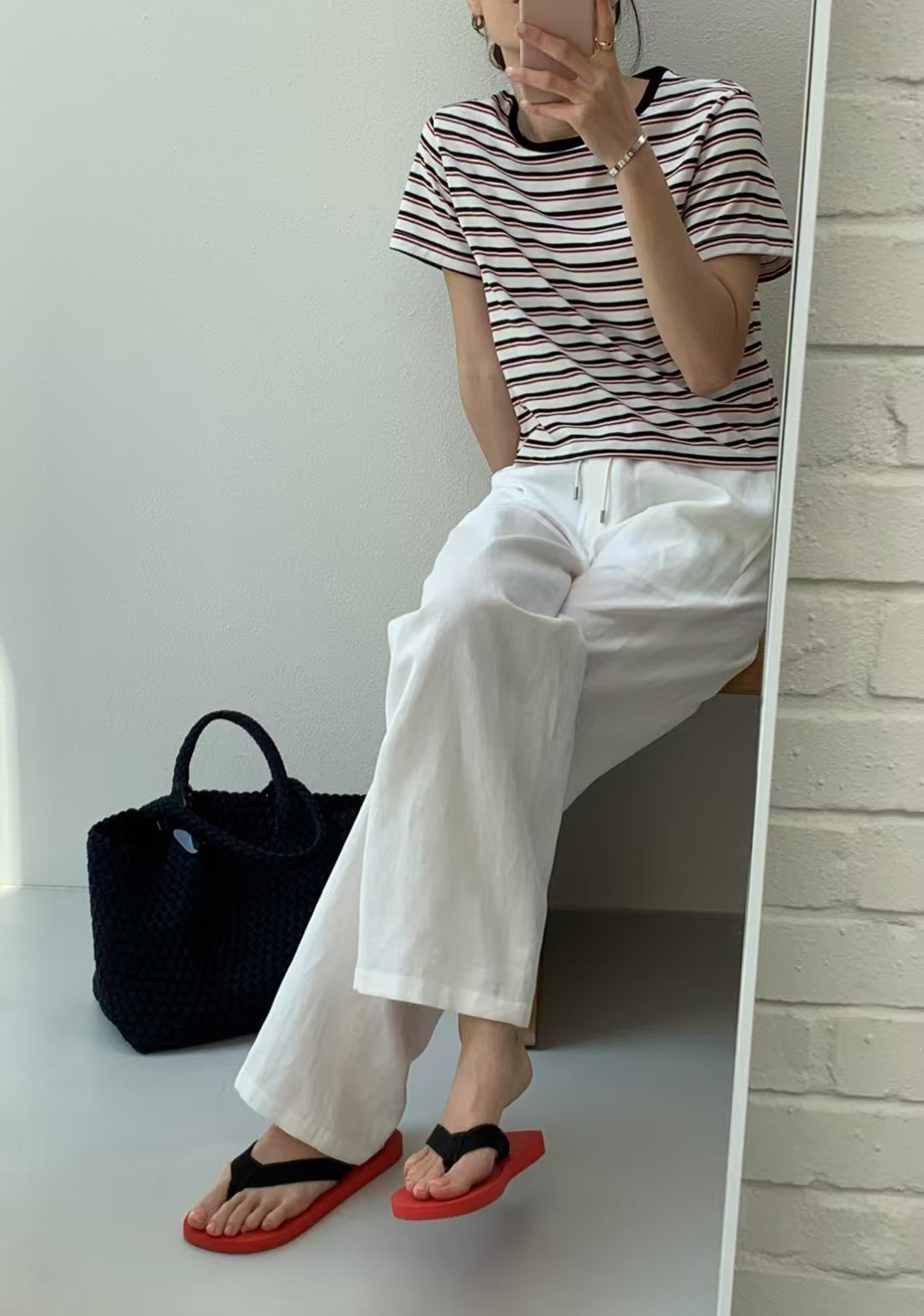 A12.清爽家彩色條紋短版TEE