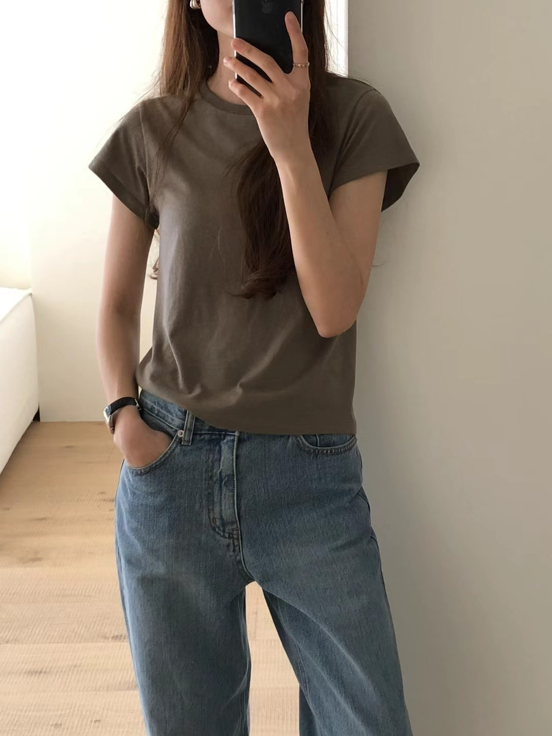 A23.顏值家莫代爾混棉顯瘦短TEE