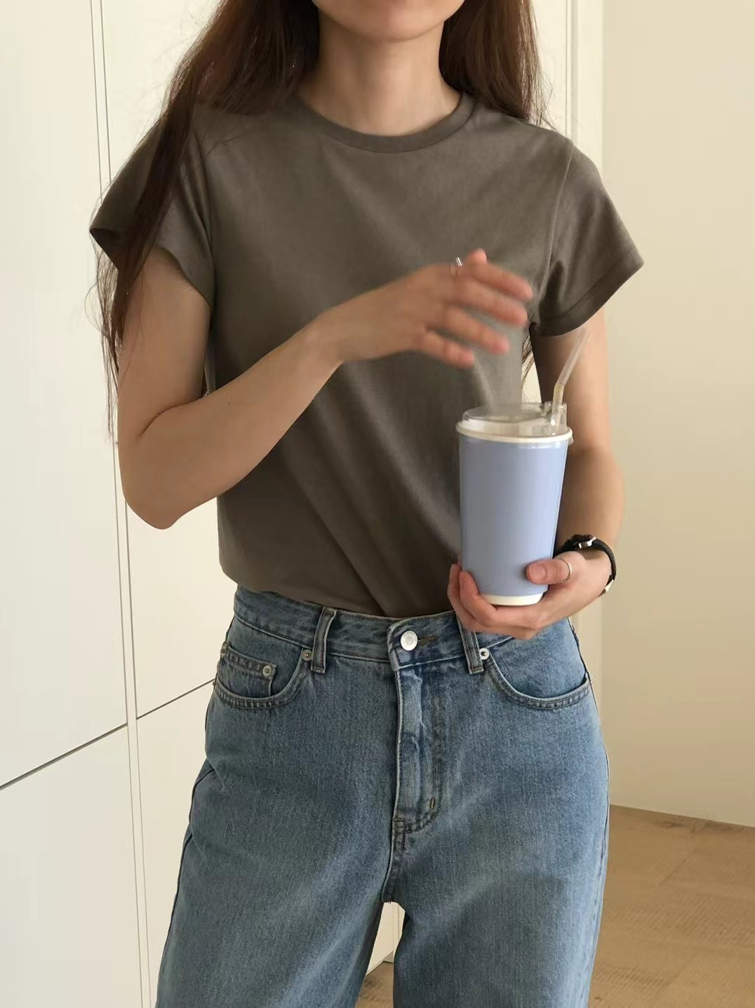 A23.顏值家莫代爾混棉顯瘦短TEE