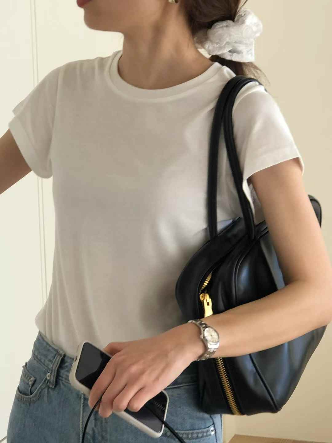 A23.顏值家莫代爾混棉顯瘦短TEE