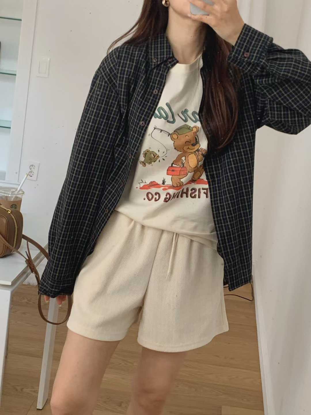 A01.釣魚熊熊磨毛彈性短TEE