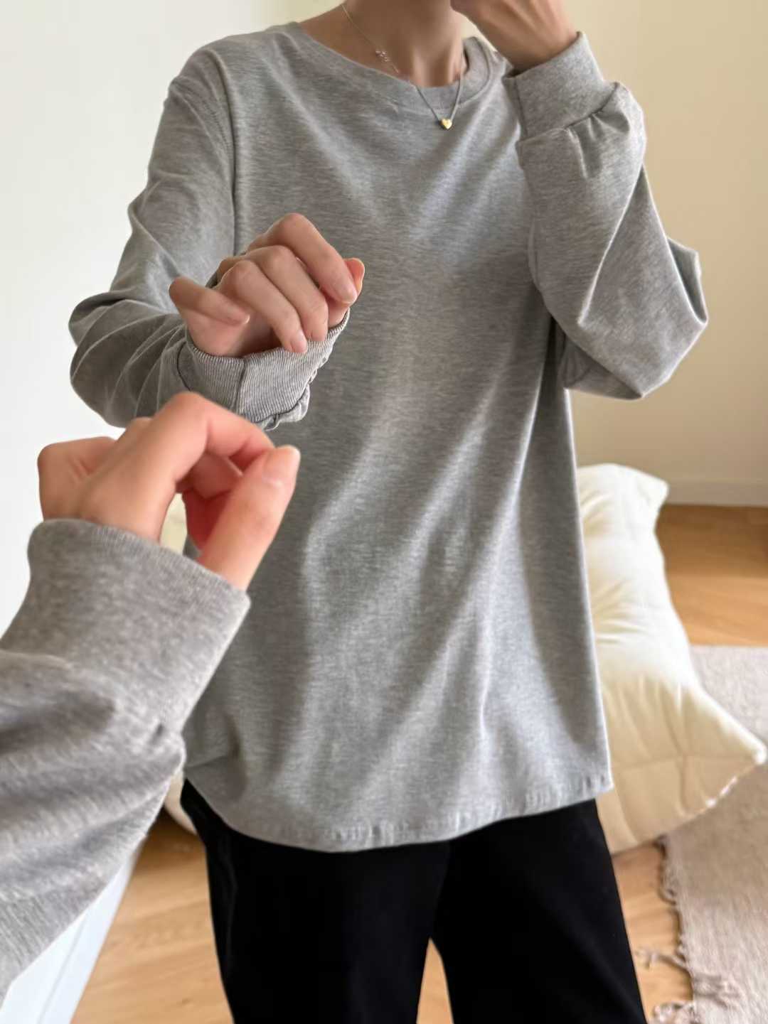 B04.瘦瘦歐膩百搭長袖素色TEE