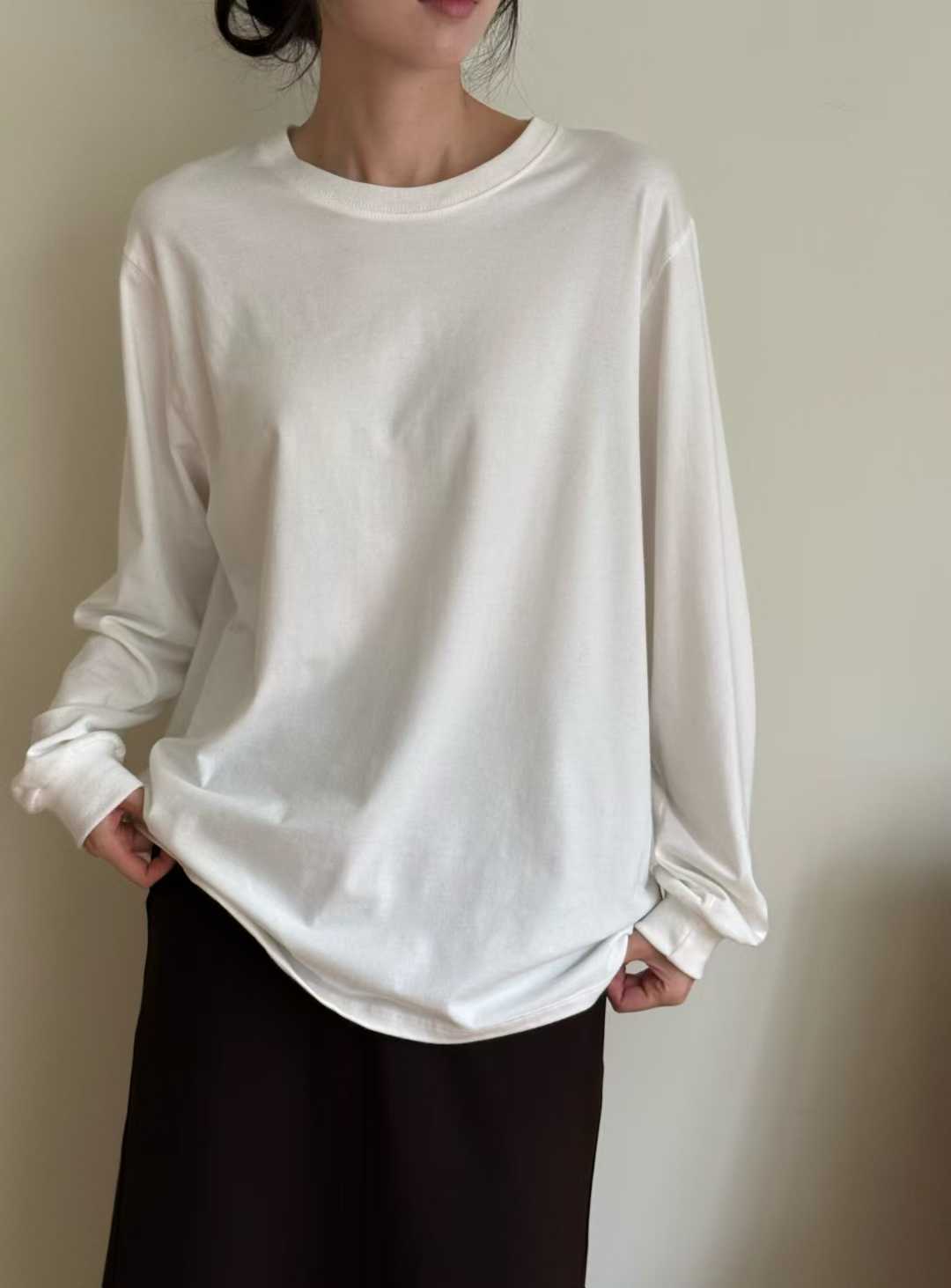 瘦瘦歐膩百搭長袖素色TEE