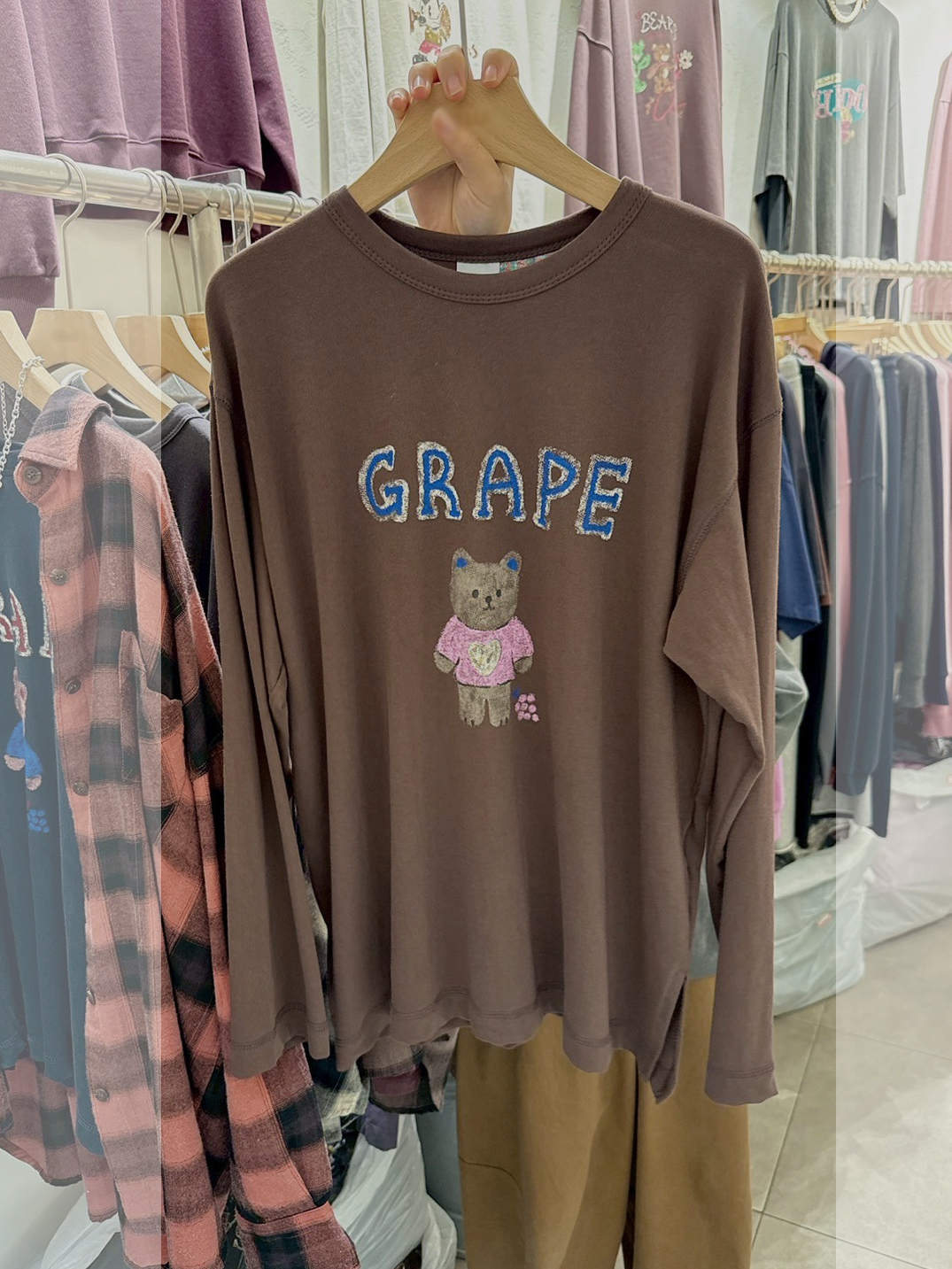 俏皮熊熊GRAPE長袖TEE