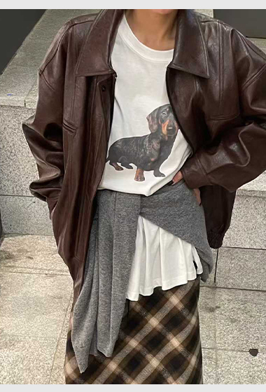 B134.寫真臘腸狗狗棉TEE
