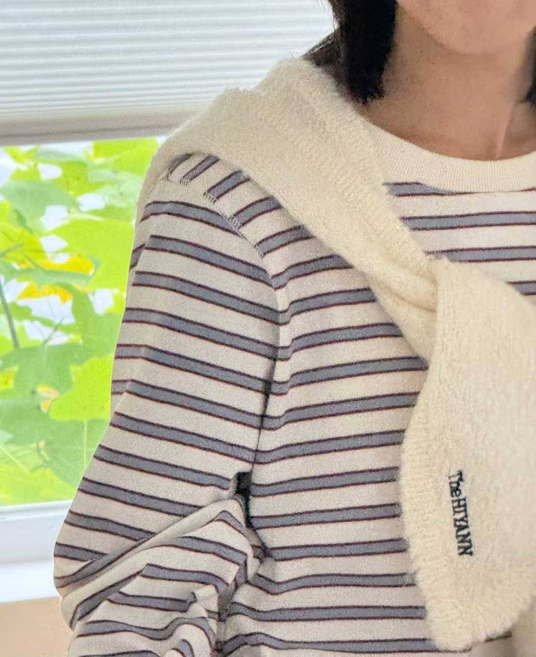 B129.復古風撞色條紋TEE