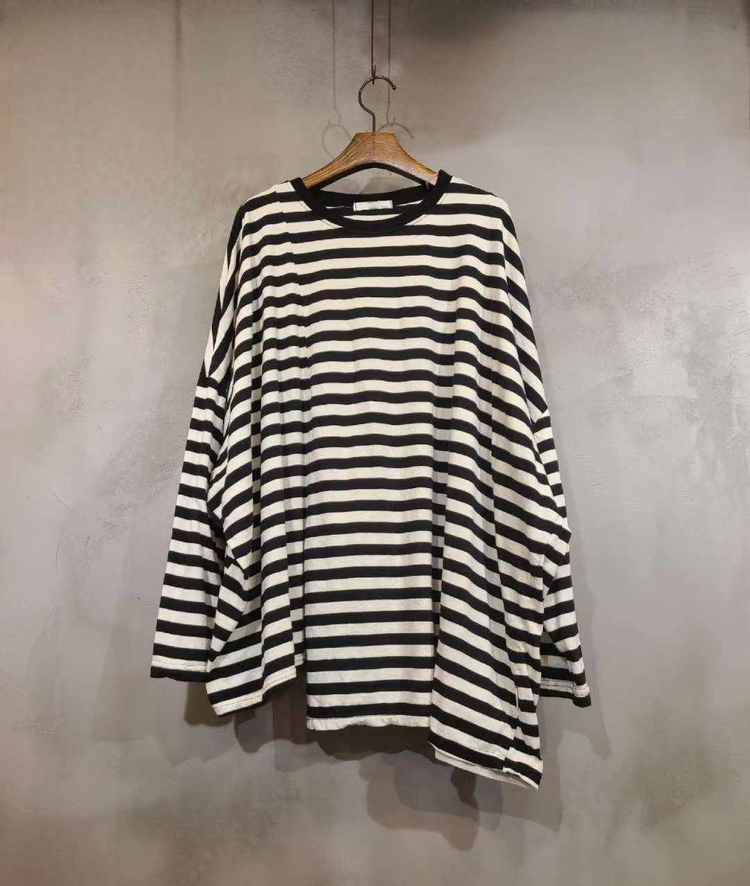 A10.韓國休閒條紋寬鬆TEE