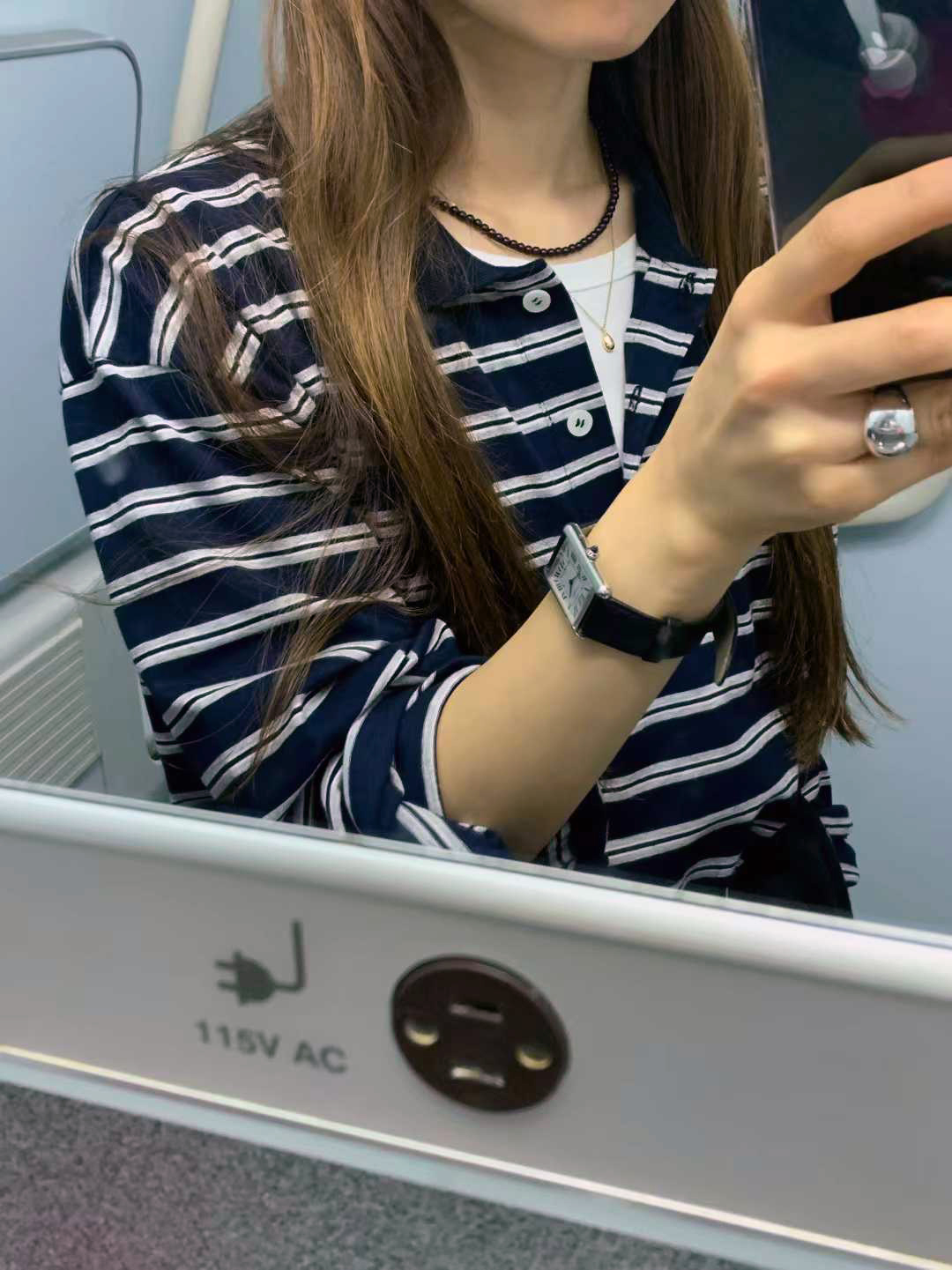 A20.顏值家復古女孩POLO條紋TEE