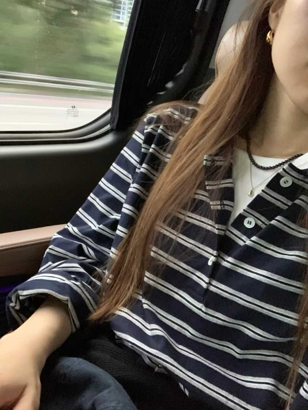 A20.顏值家復古女孩POLO條紋TEE