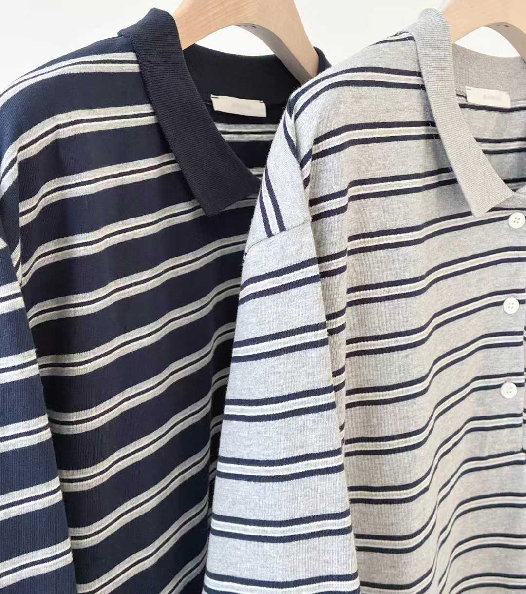 A20.顏值家復古女孩POLO條紋TEE