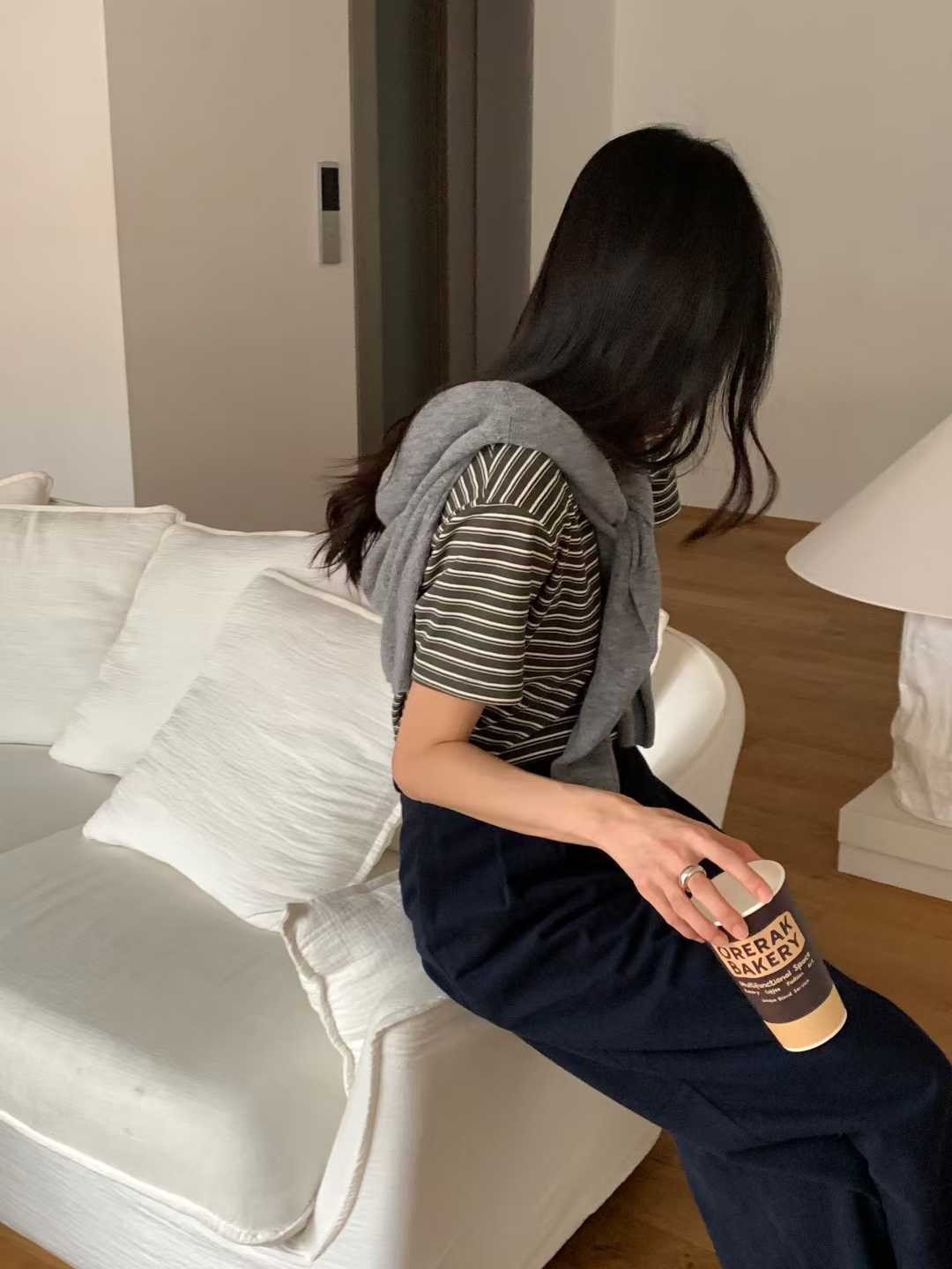 B22.復古撞色條紋圓領短TEE