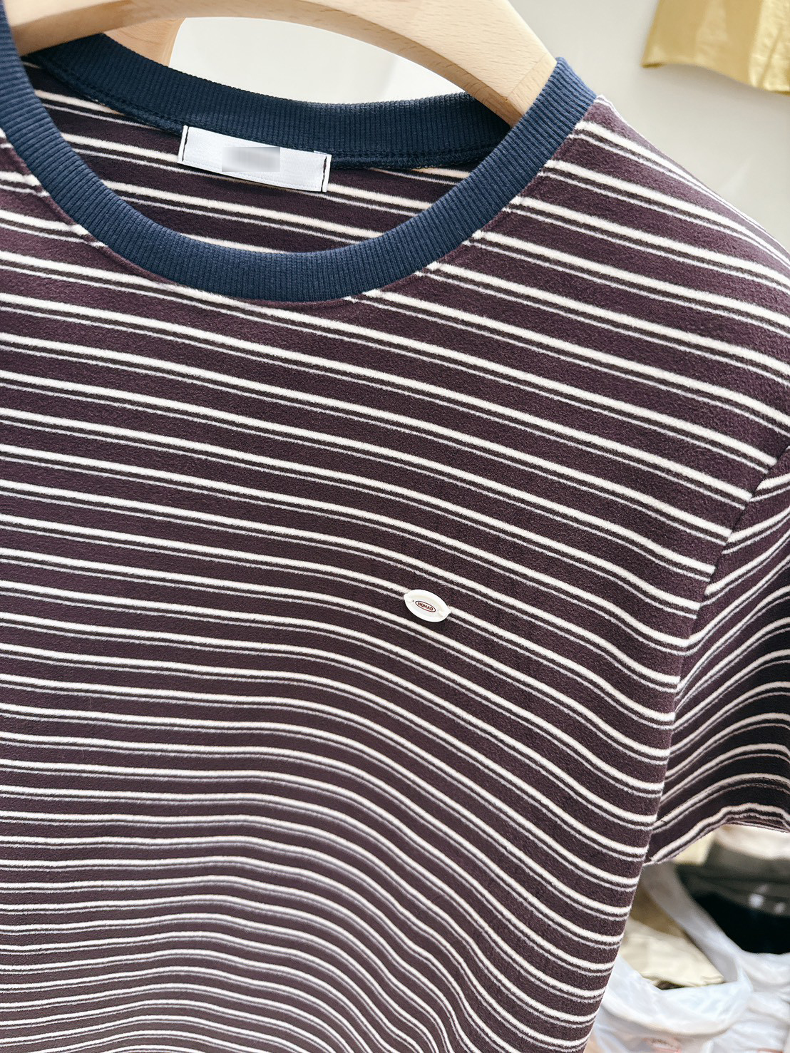 B22.復古撞色條紋圓領短TEE