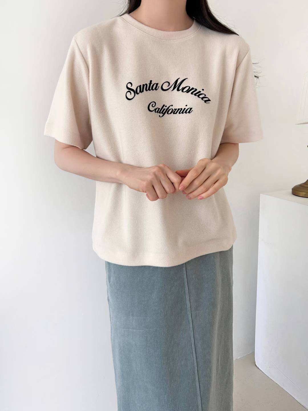 C25.日常外磨毛英文短袖TEE