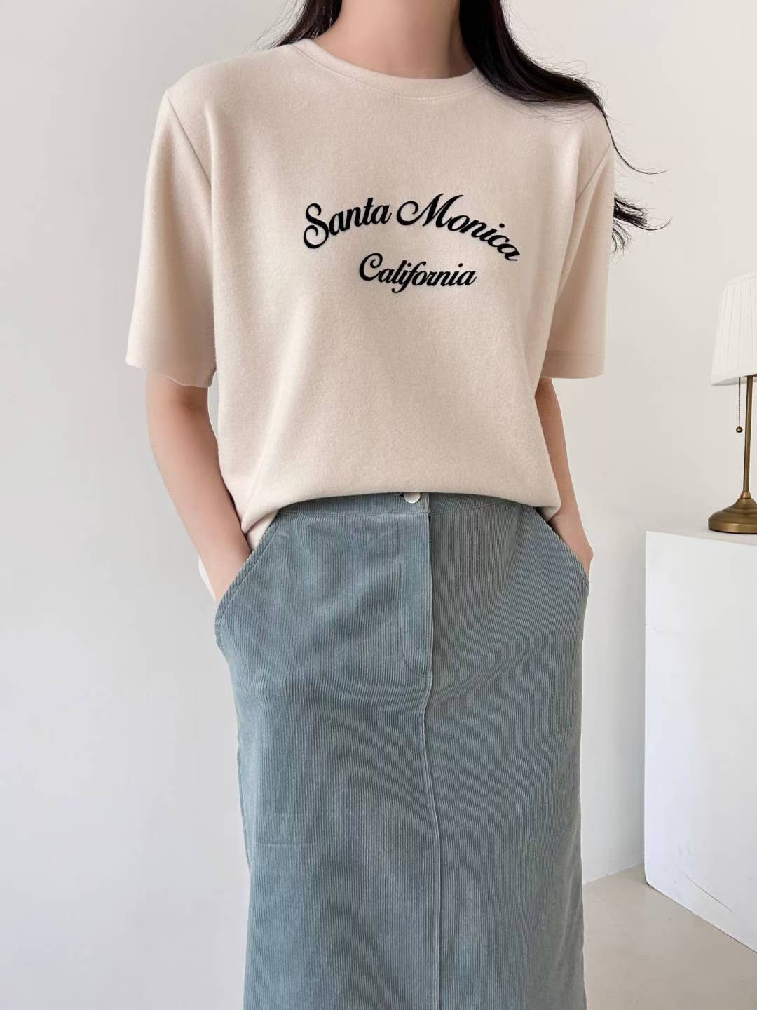 C25.日常外磨毛英文短袖TEE