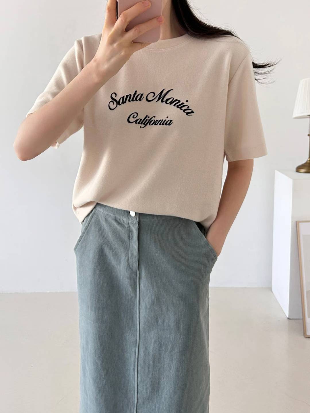 C25.日常外磨毛英文短袖TEE