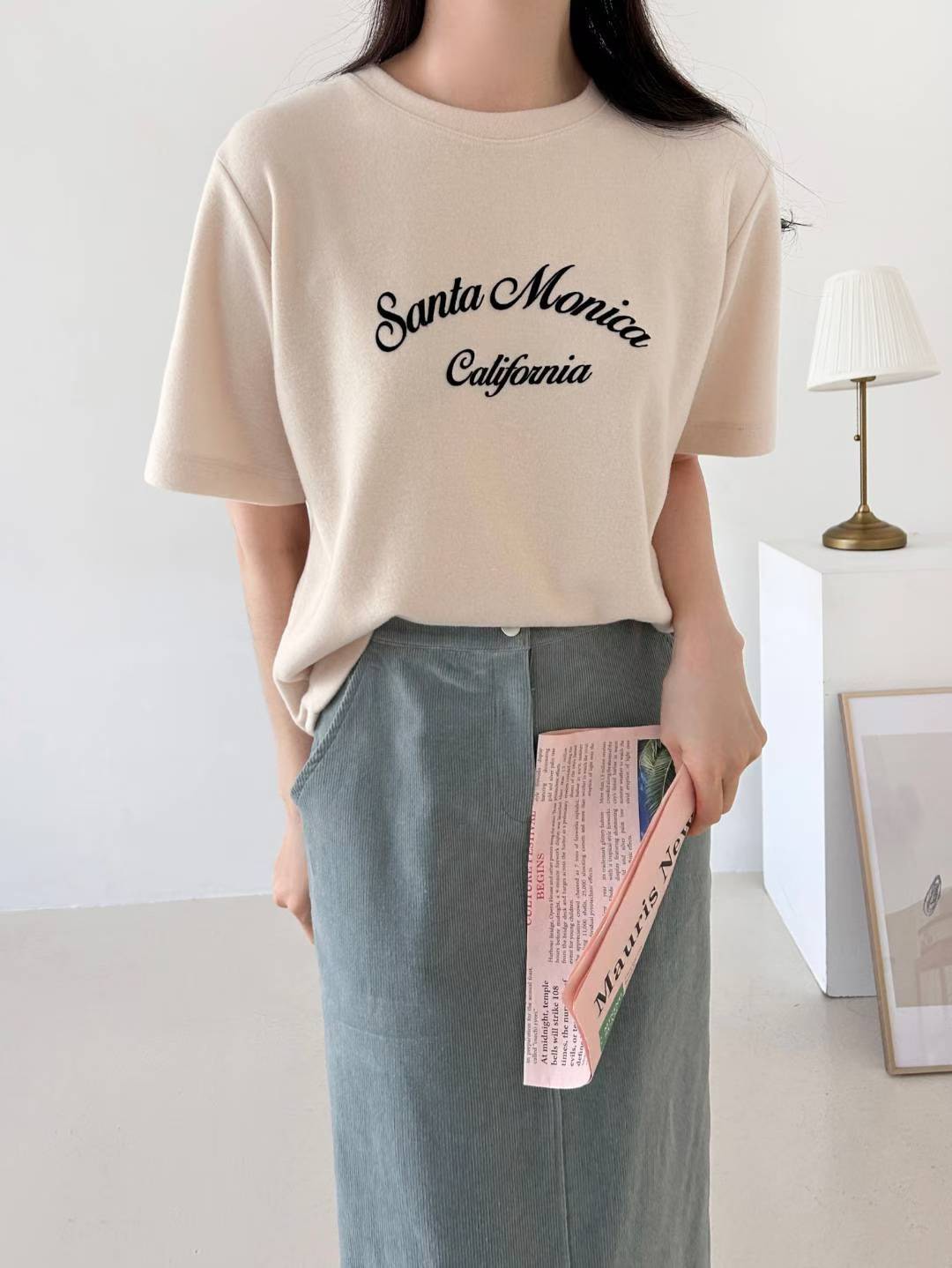 C25.日常外磨毛英文短袖TEE