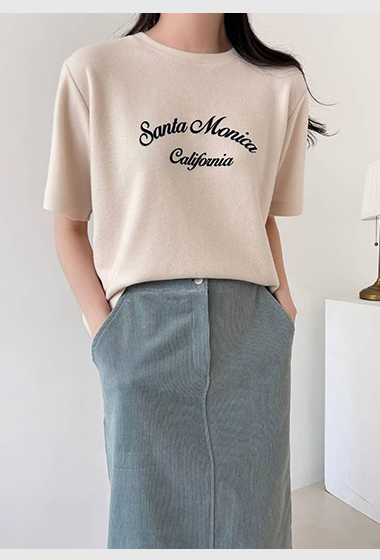 C25.日常外磨毛英文短袖TEE