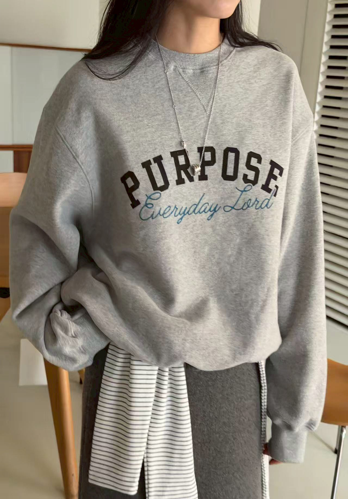 A56.瘦瘦歐膩PURPOSE刷毛大學TEE