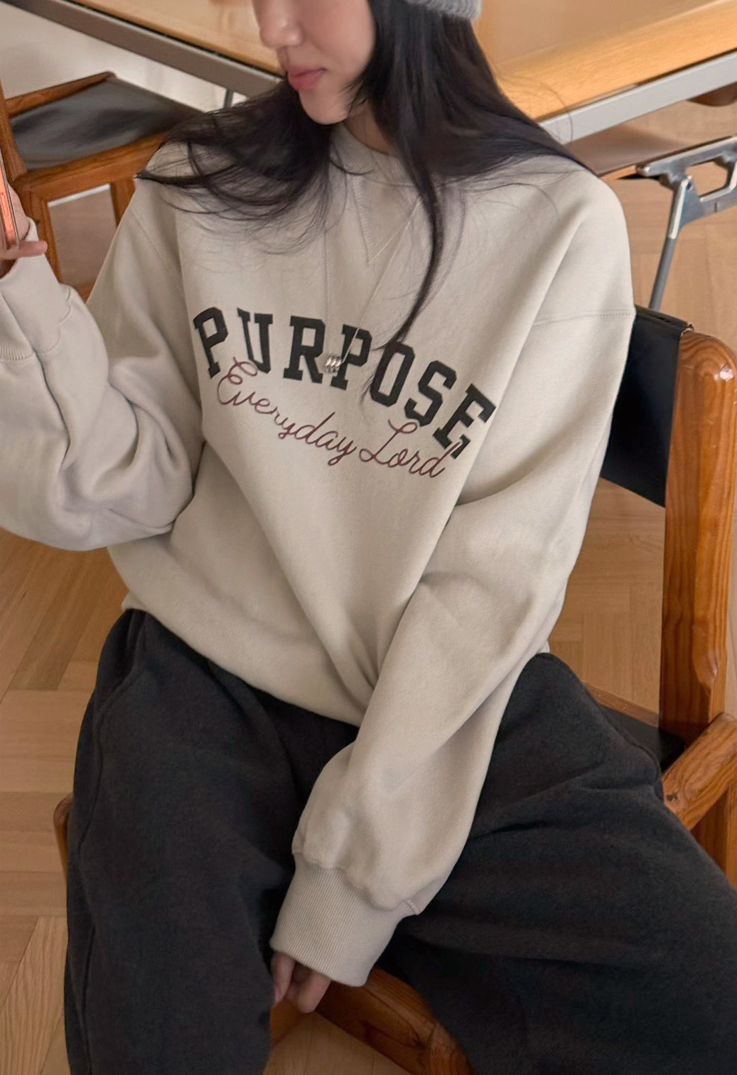 A56.瘦瘦歐膩PURPOSE刷毛大學TEE