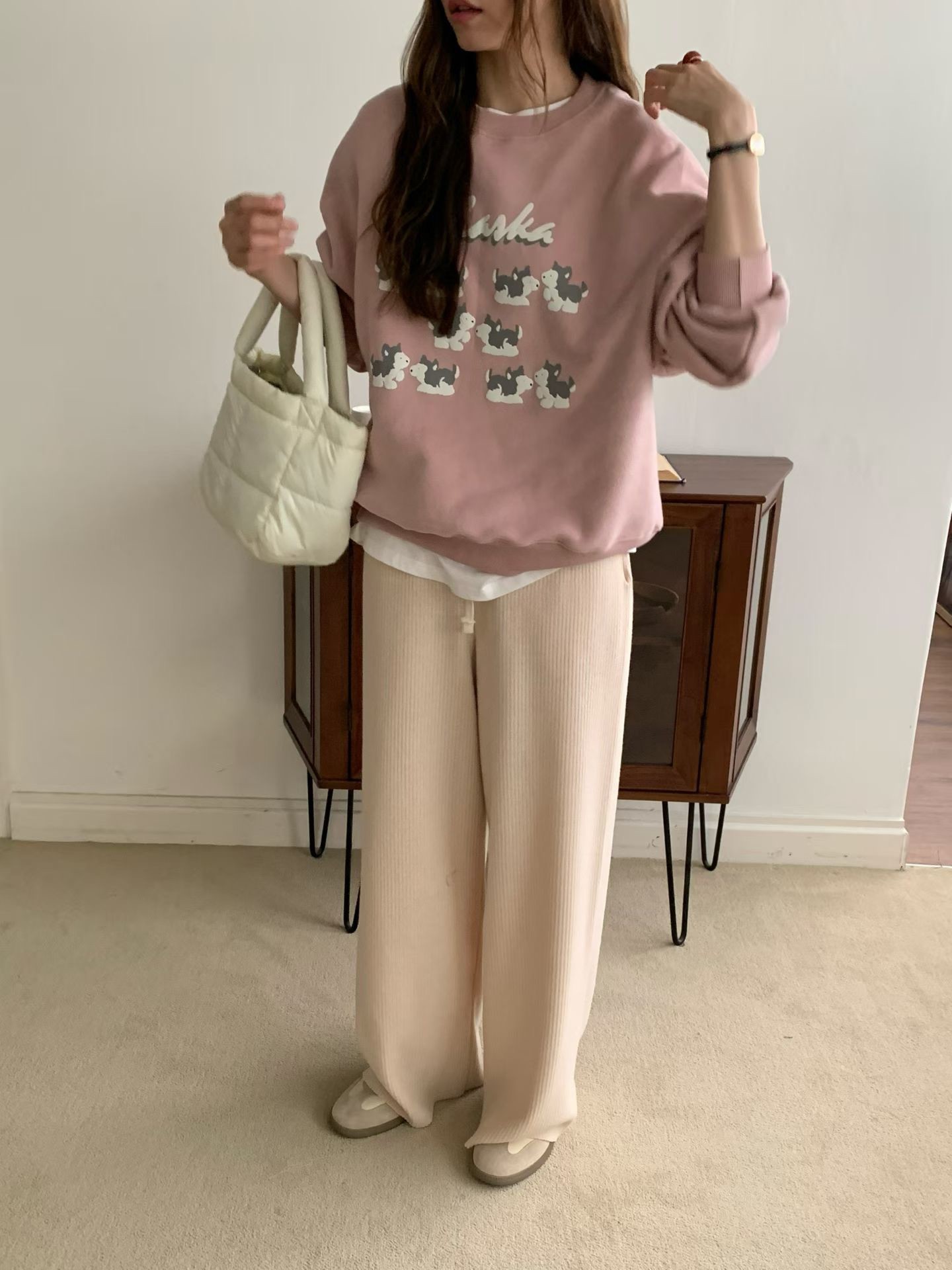 A70.俏皮狗狗好朋友刷毛大學TEE